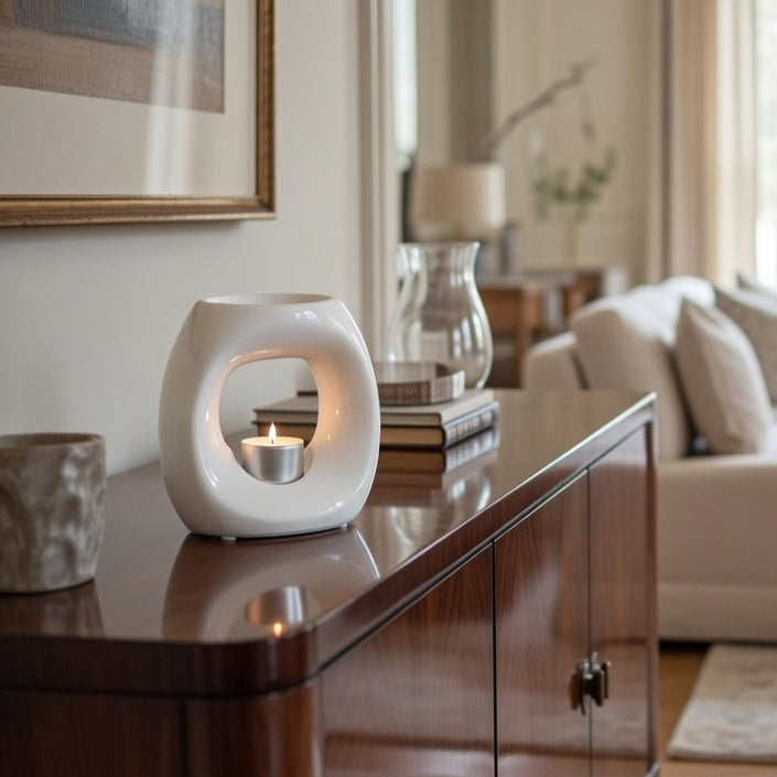 White Oval Tea Light Wax Melt Burner