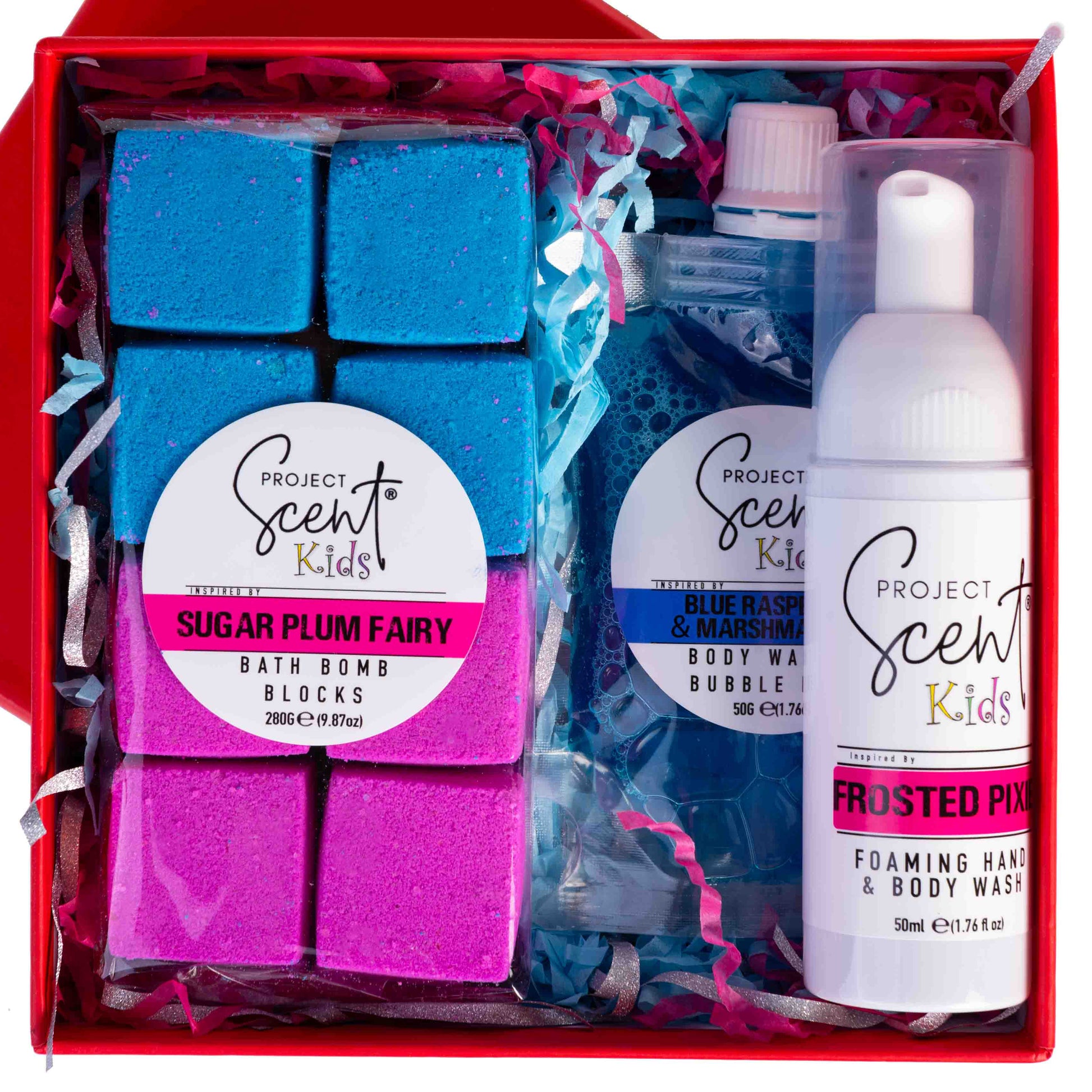 Christmas Kids 16 Bath Bomb Blocks, Foamer & 2 in 1 Body Wash Bubble Bath Gift Set - Project Scent LTD