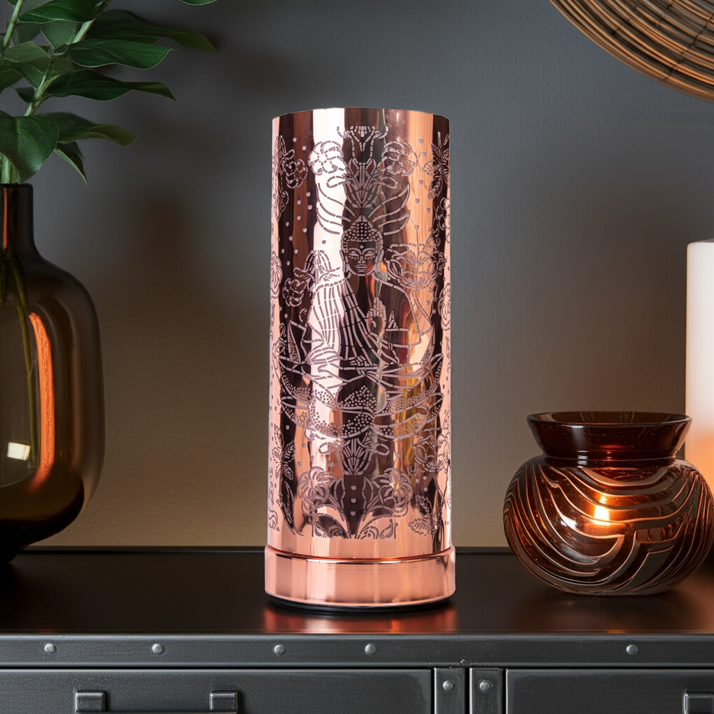 Electric Wax Melt Burner Rose Gold Cylinder Buddha Oil Warmer