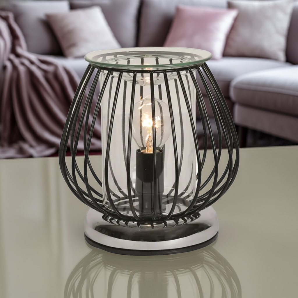 Electric Wax Melt Burner Touch – Black Framework Industrial Globe (17cm) | Modern Wax Burner AR1962