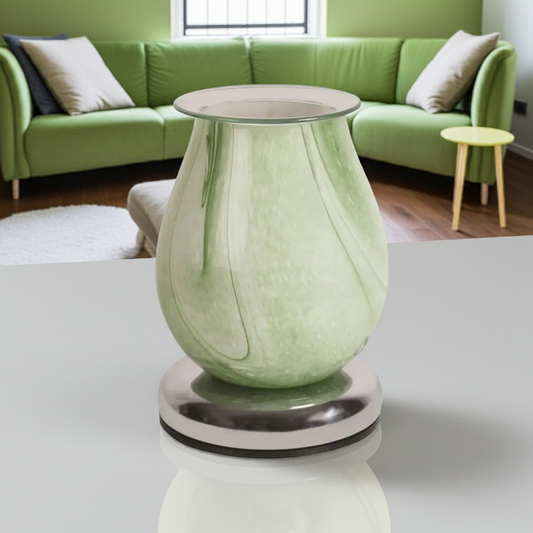 Electric Wax Melt Burner Touch – Green Swirl Oval | Elegant Wax Warmer AR2333