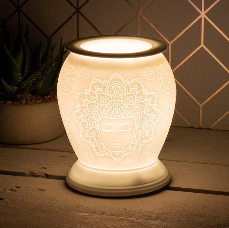 White Ceramic  Wax Melt Warmer Oil Burner Buddha LP47132 - Project Scent LTD