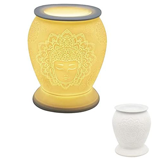 White Ceramic  Wax Melt Warmer Oil Burner Buddha LP47132 - Project Scent LTD