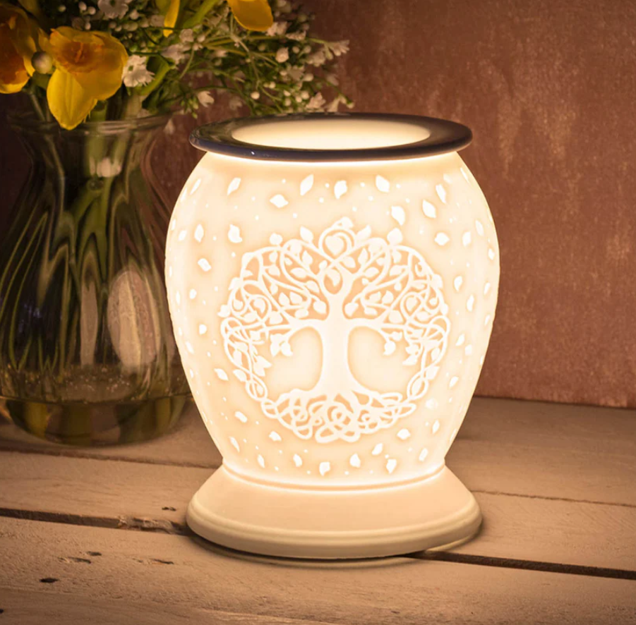 White Ceramic  Wax Melt Warmer Oil Burner Tree Of Life LP46718 - Project Scent LTD