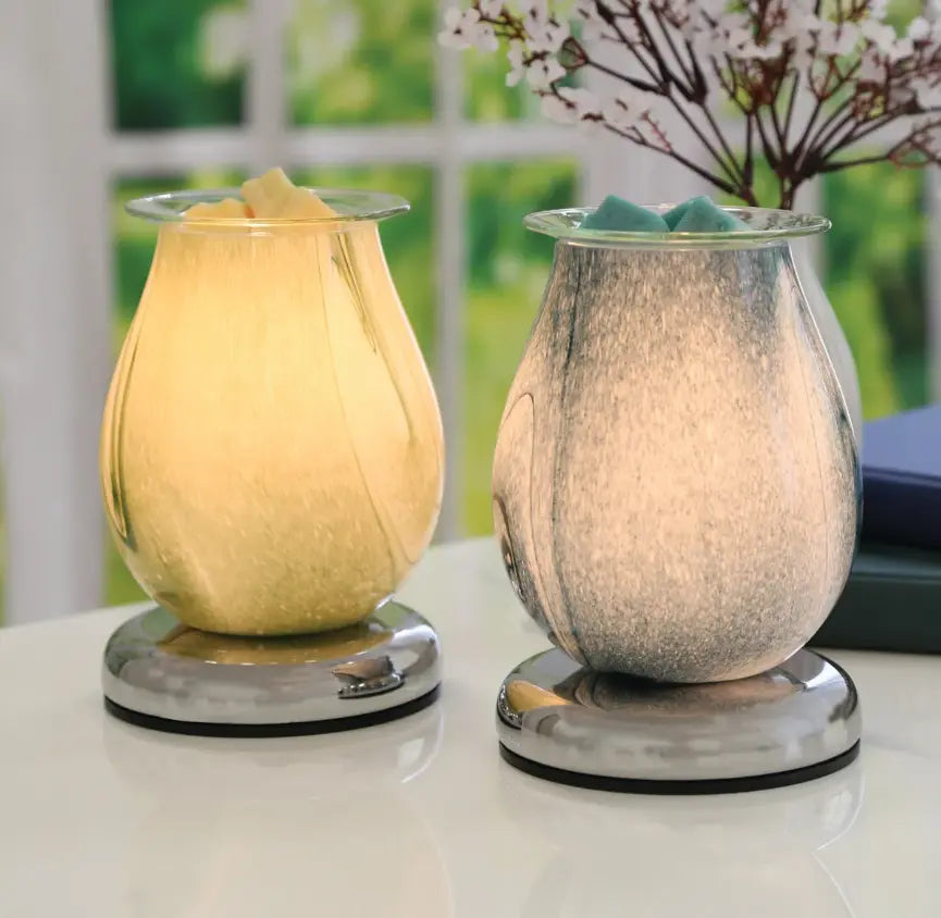 Electric Wax Melter Touch – Teal Swirl Oval | Stylish Wax Warmer AR2331 Aroma