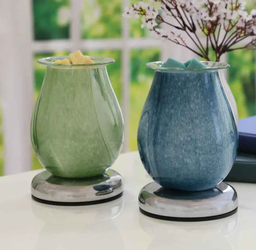 Electric Wax Melter Touch – Green Swirl Oval | Elegant Wax Warmer AR2333 Aroma