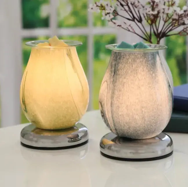 Electric Wax Melter Touch – Green Swirl Oval | Elegant Wax Warmer AR2333 Aroma