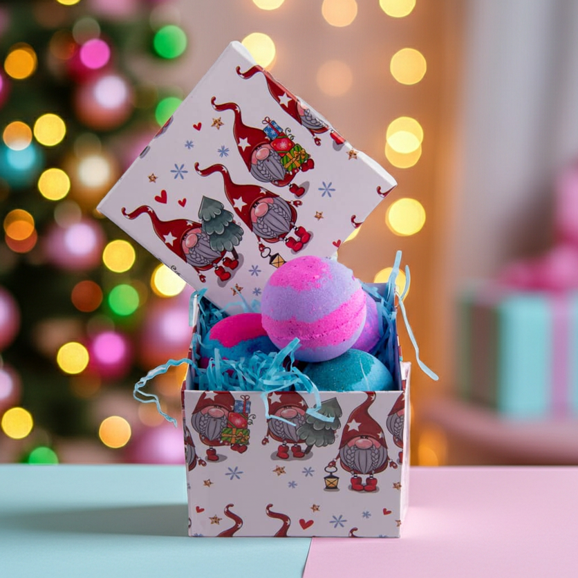 Gnome Gift Box – Christmas Bath Set with 4 Bath Bombs