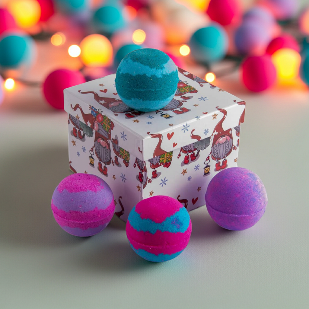 Gnome Gift Box – Christmas Bath Set with 4 Bath Bombs
