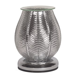 Electric Wax Melter Touch - Ribbed Silver Lustre 18cm AR1983