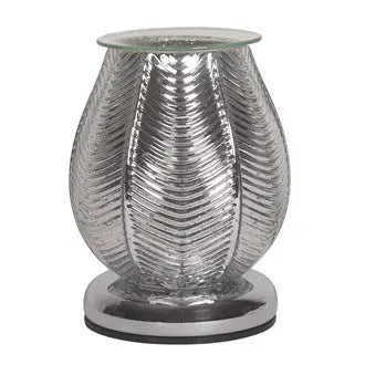 Electric Wax Melter Touch - Ribbed Silver Lustre 18cm AR1983 Aroma