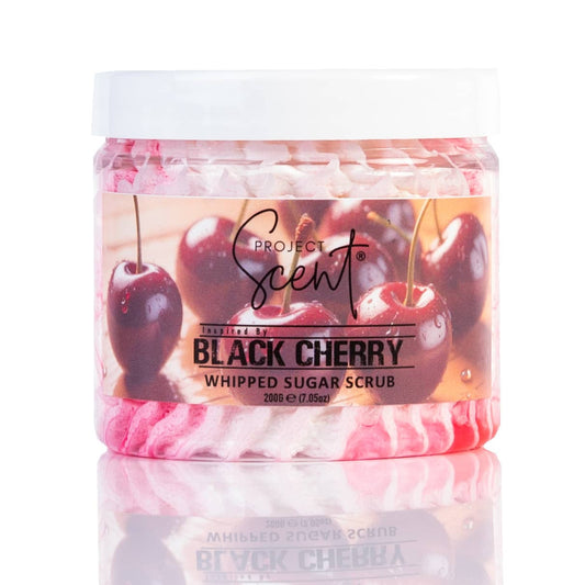 Black Cherry Inspired Whipped Sugar Scrub With Vitamin E & Cocoa Butter 200g Project Scent