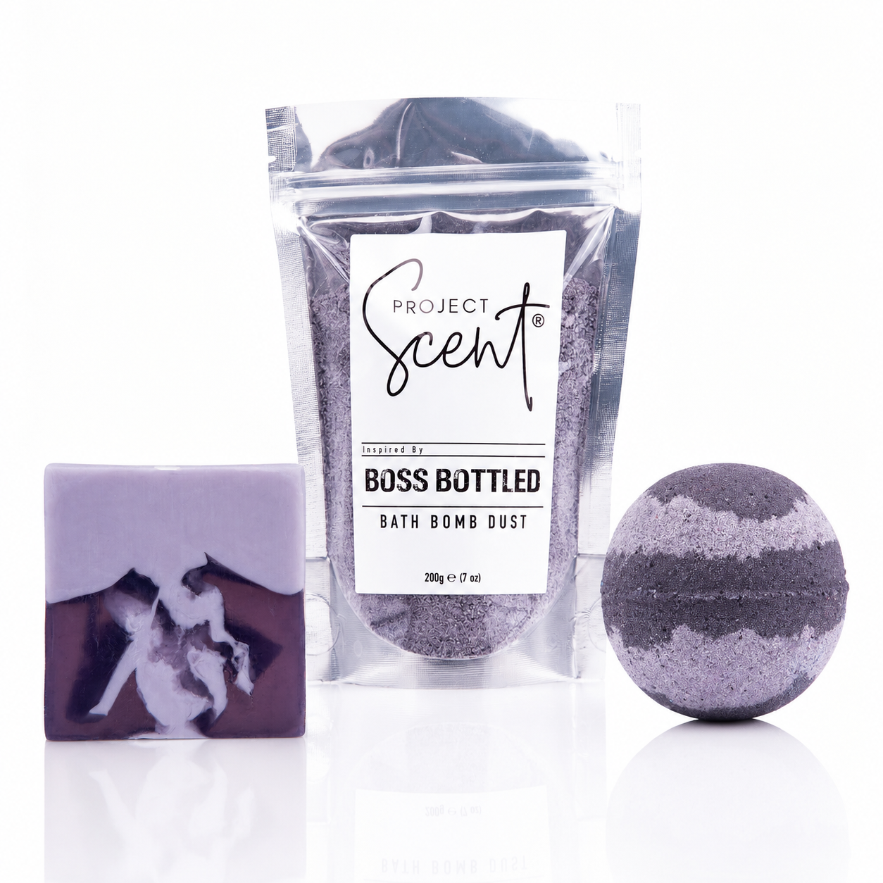 Boss Bottled inspired Soap and Soak Bundle with bath bomb bath dust and soap bar