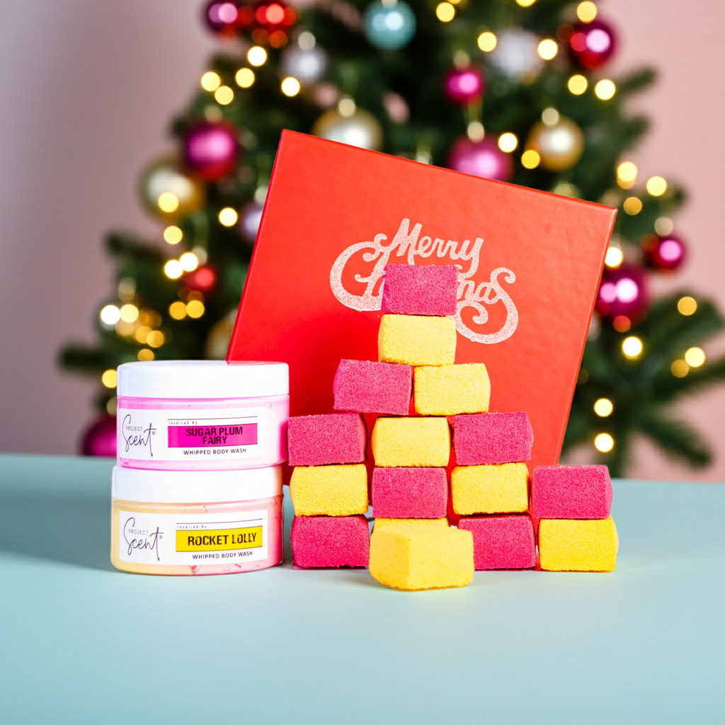 Christmas Kids 16 Bath Bomb Blocks & Whipped Body Wash Gift Set