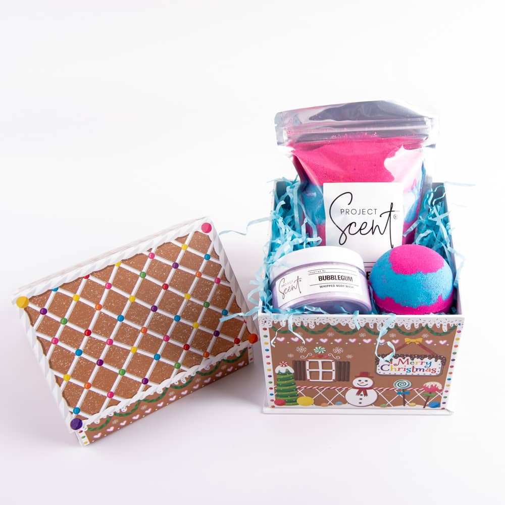 Gingerbread House Gift Set – Bath Dust, Soufflé & Bath Bomb