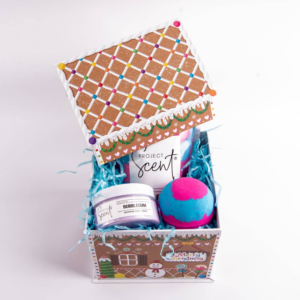 Gingerbread House Gift Set – Bath Dust, Soufflé & Bath Bomb
