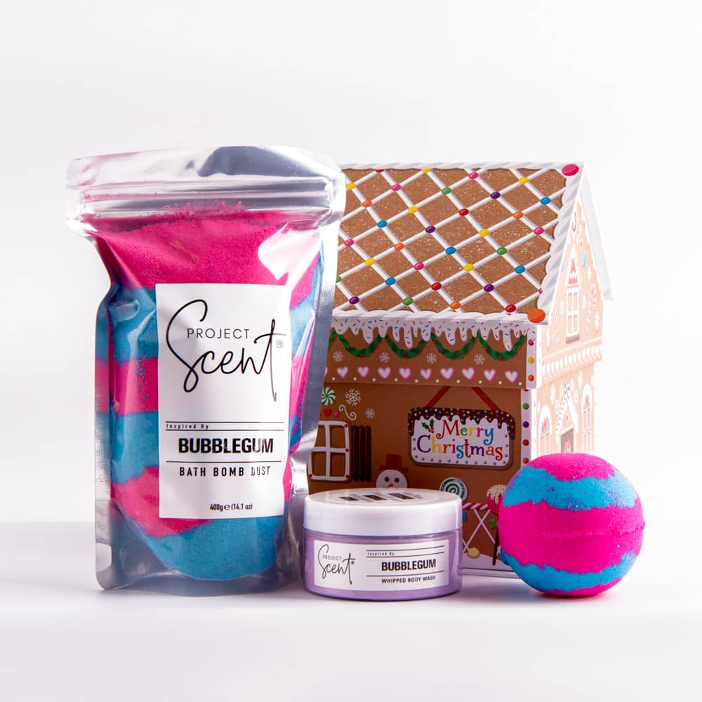 Gingerbread House Gift Set – Bath Dust, Soufflé & Bath Bomb