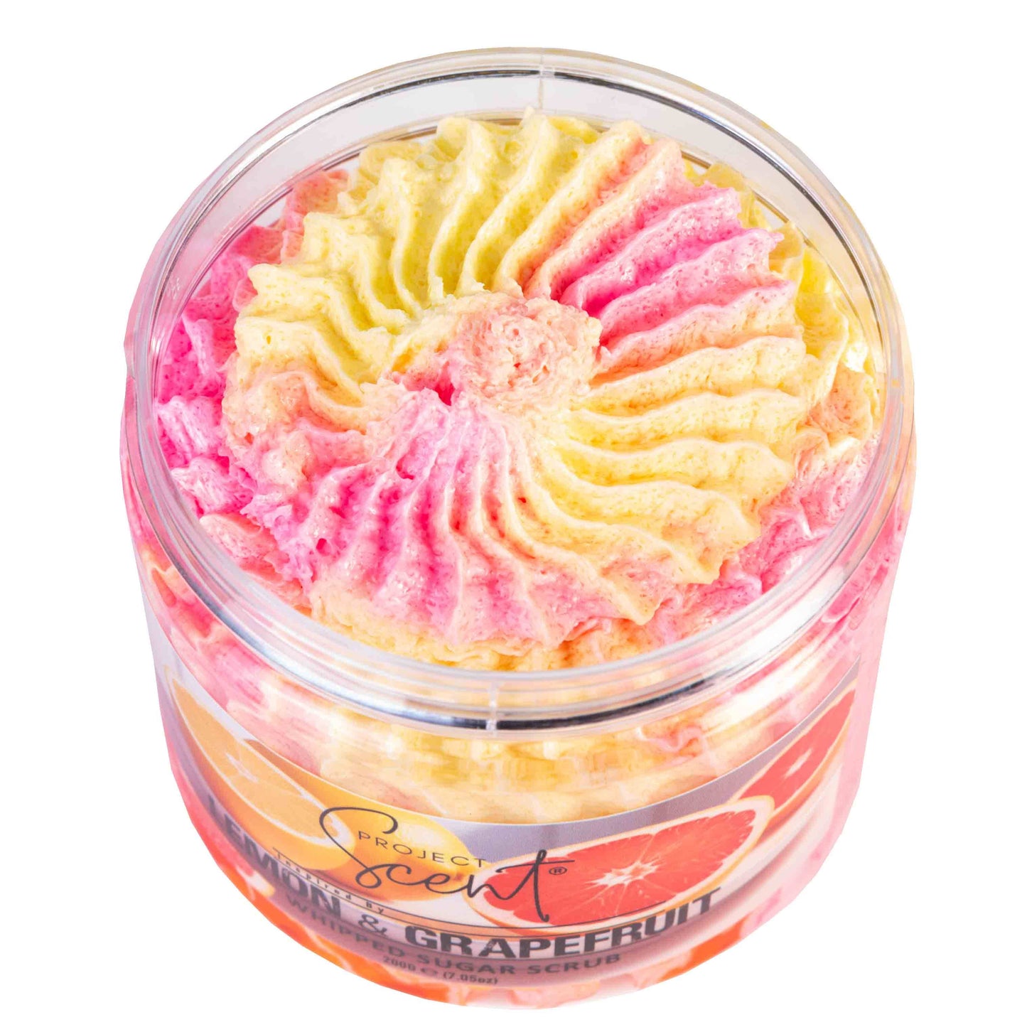 Lemon & Grapefruit Inspired Whipped Sugar Scrub With Vitamin E & Cocoa Butter 200g Project Scent