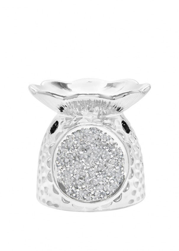 Small Silver Sparkle Ceramic Wax Burner 8cm LP46546