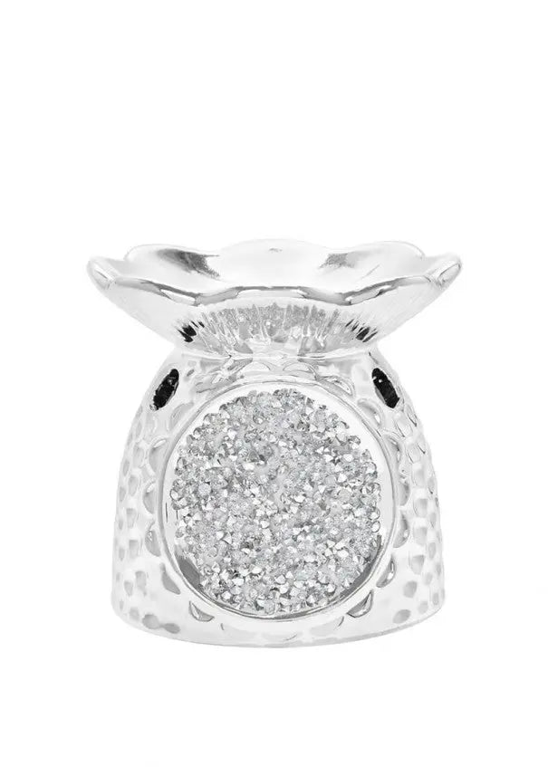 Small Silver Sparkle Ceramic Wax Burner 8cm LP46546 Desire