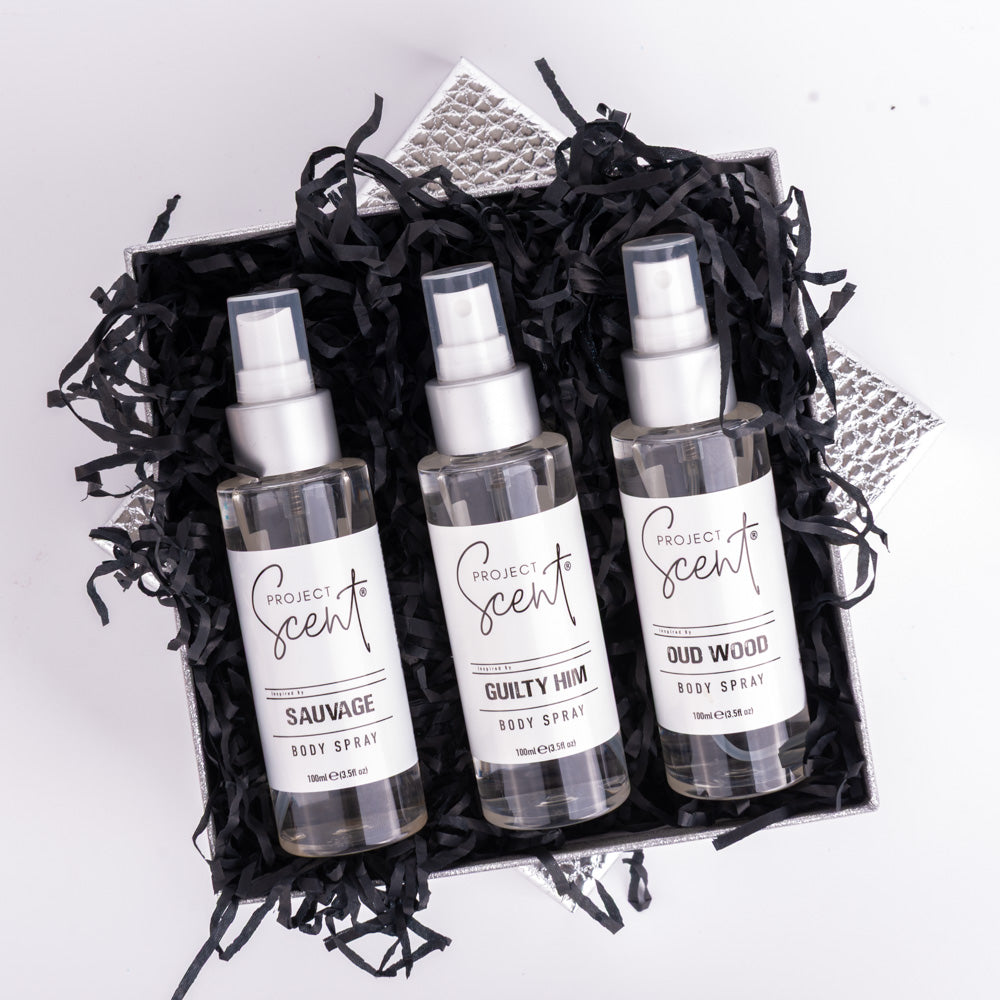 Men’s Christmas Aftershave Body Spray Gift Box – 3 Fragrance Dupes