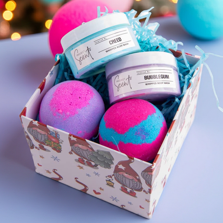 Gnome Gift Box – Christmas Bath Set with Bath Bombs & Soufflés