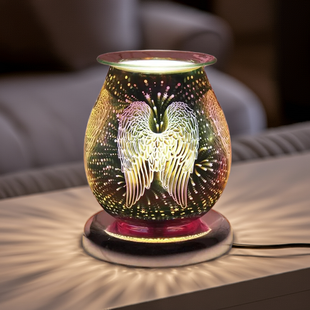 Electric Wax Burner Touch Sensitive Round Aroma Lamp - Guardian Angel Wings LP46253