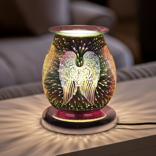 Electric Wax Burner Touch Sensitive Round Aroma Lamp - Guardian Angel Wings LP46253