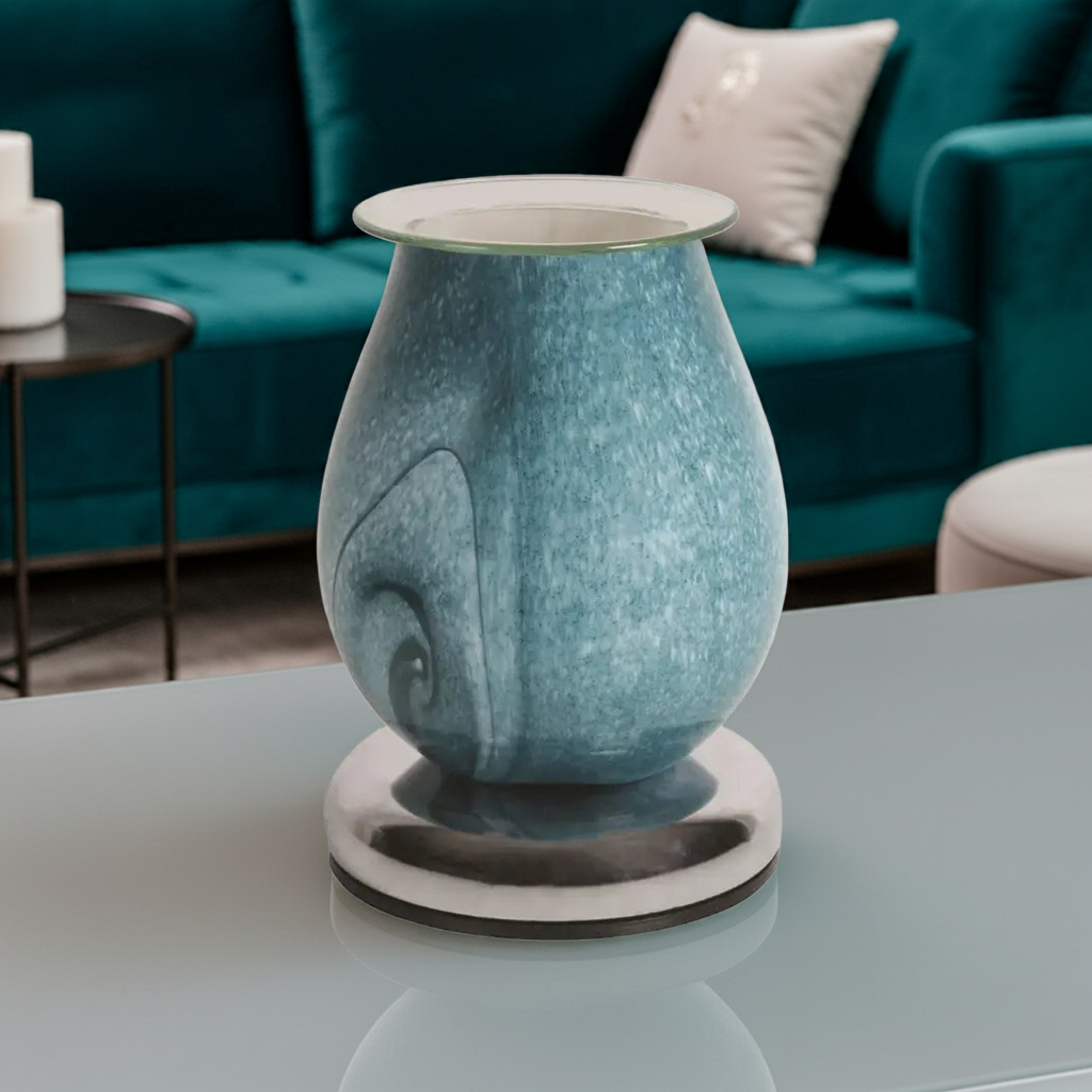 Electric Wax Melt Burner Touch – Teal Swirl Oval | Stylish Wax Warmer AR2331