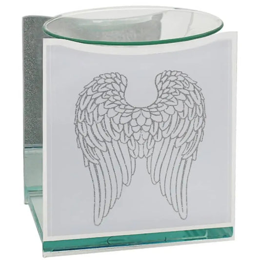 White & Silver Glass Angel Wings Wax or Oil Burner LP45400 Desire