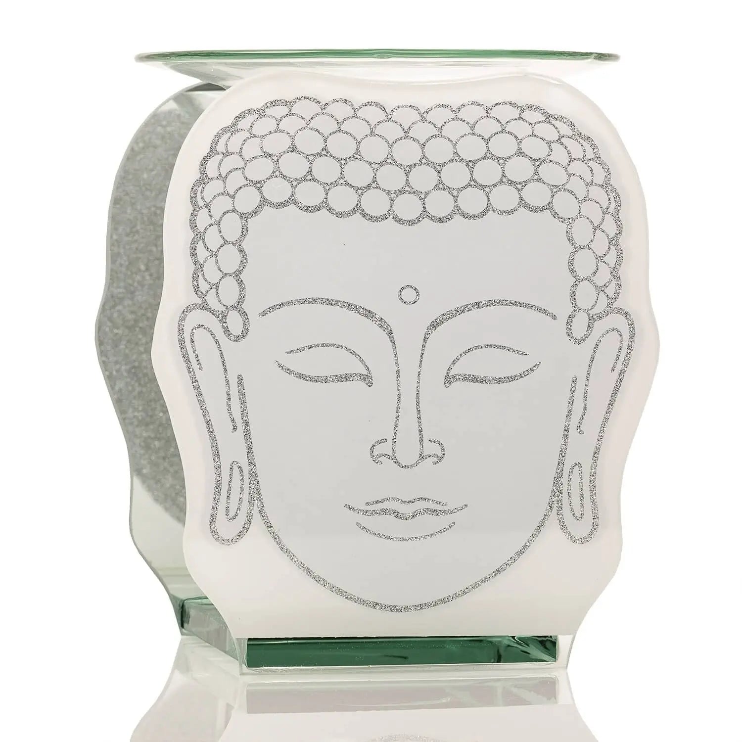 White & Silver Glass Buddha Wax or Oil Burner LP46640 Desire