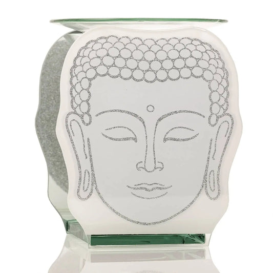 White & Silver Glass Buddha Wax or Oil Burner LP46640 Desire