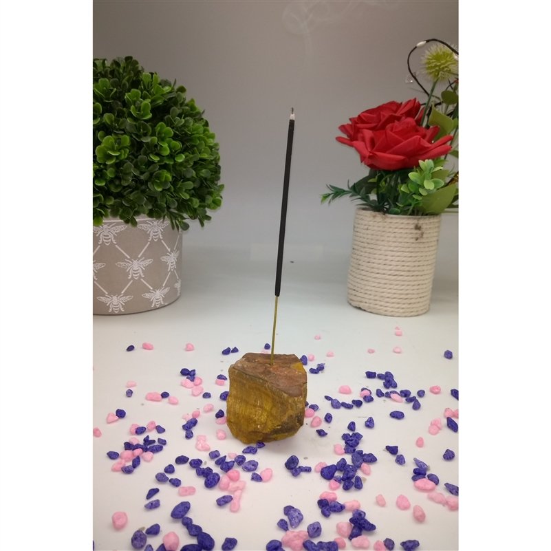 Real Crystal Incense Stick Holder - Tiger Eye - Project Scent LTD