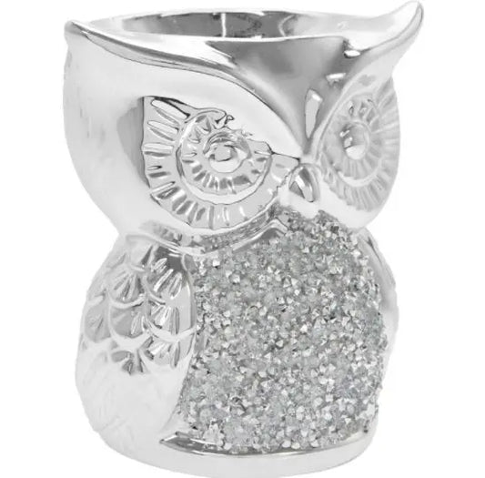 Silver Sparkle Owl Wax Melt Burner 12cm LP46548 Desire