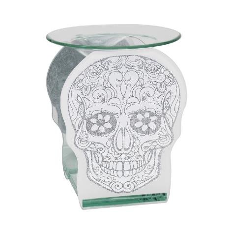 Skull Glass Tea Light Wax Melt Burner LP46559