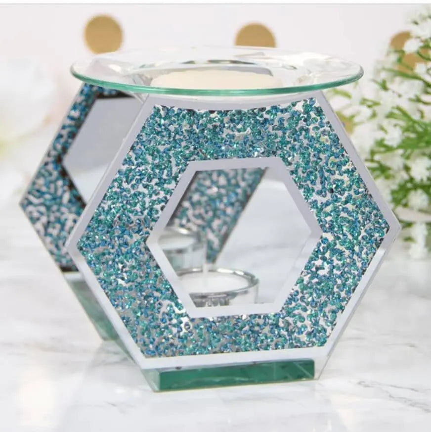 Turquoise Glitter Glass Wax & Oil Burner LP46832 Desire