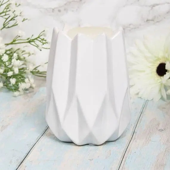 Geometric White Wax Melt/Oil Burner Tea Light Burner LP47869 Desire