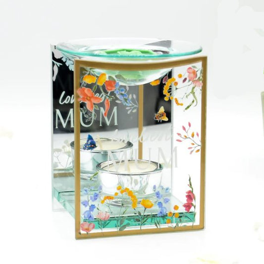 Worlds Loveliest Mum Glass Tea Light Wax Burner