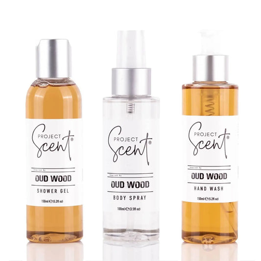 Oud Wood Inspired Small Shower Bundle Project Scent