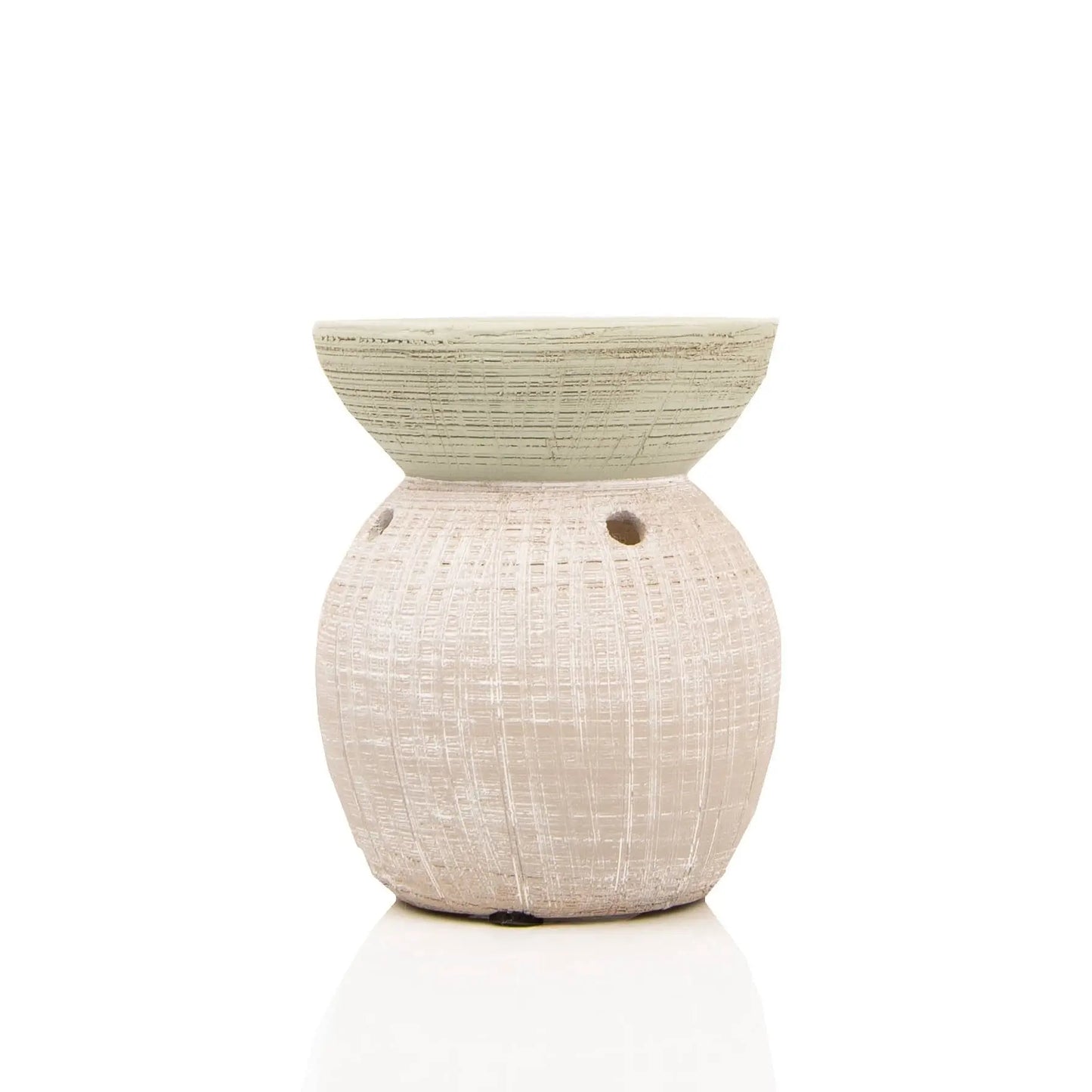 Rustic Beige & Olive Green Ceramic Wax / Oil Burner My Store