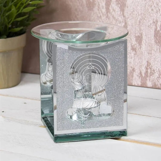 Buddha Wax Melter / Oil Burner in a Silver Glittery Design Spar19 My Store
