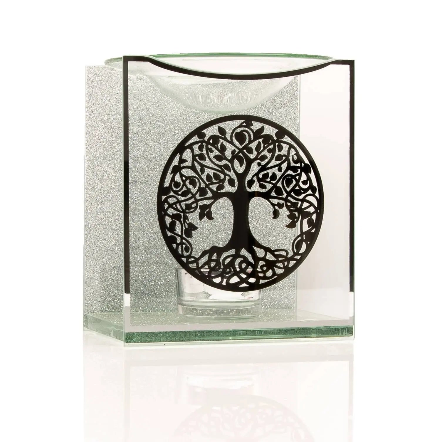 Silver Tree Of Life Design Glass Wax & Oil Burner LP45392 Desire