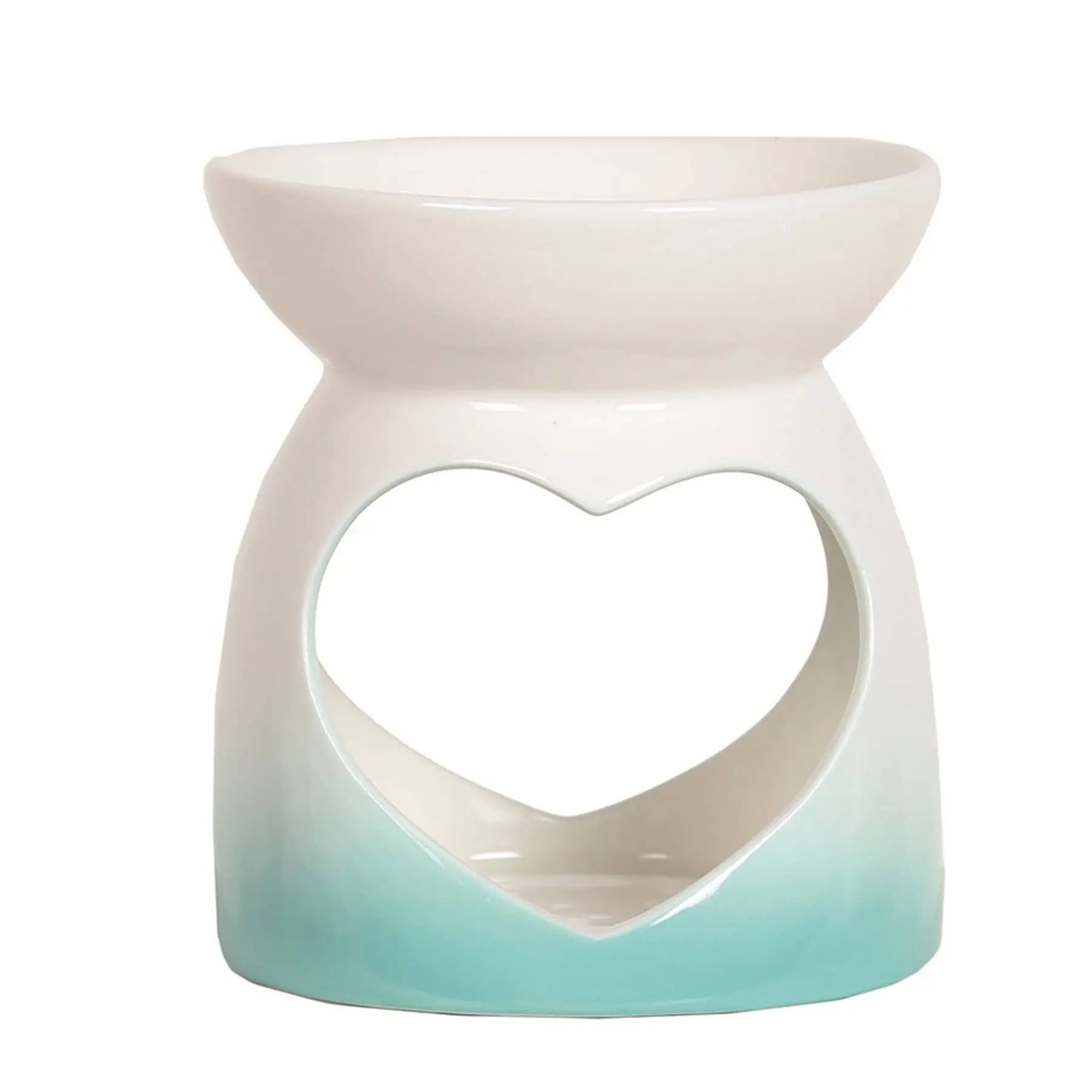 Teal Fade Heart Ceramic Wax Melt Burner AR1478 Aroma
