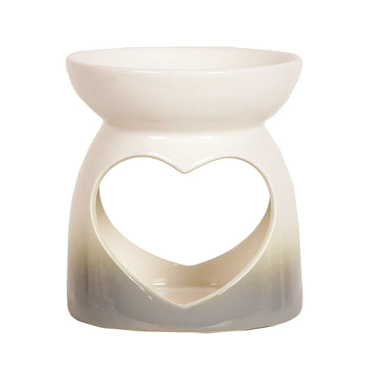 Grey Fade Heart Ceramic Wax Melt Burner AR1480 Aroma