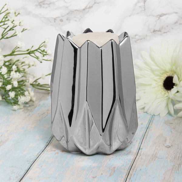 Geometric Chrome Wax Melt/Oil Burner Tea Light Burner - Project Scent LTD