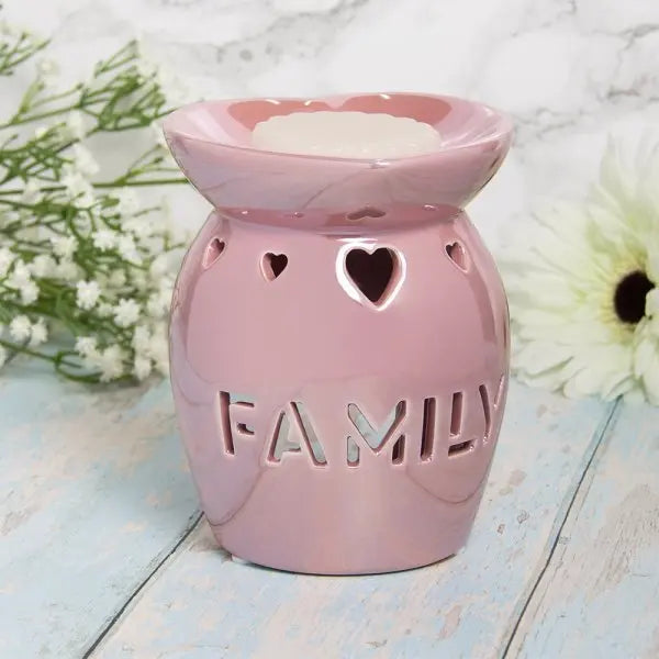 Pink Family Lustre Tea Light Wax Melt Burner LP47757 Desire