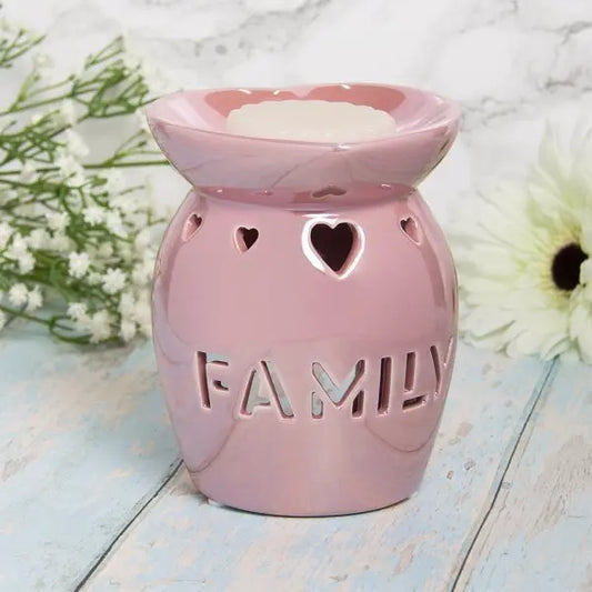 Pink Family Lustre Tea Light Wax Melt Burner LP47757 Desire