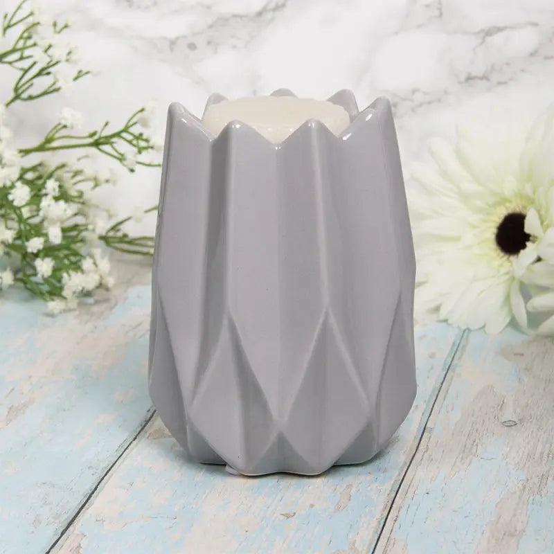 Geometric Grey Wax Melt/Oil Burner Tea Light Burner LP47875 Desire