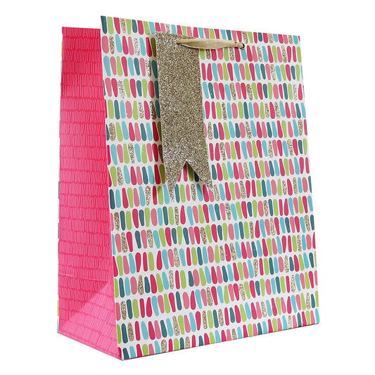 Medium Multi Coloured & Gold Gift Bag With Shred