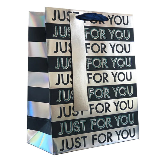 Medium Just For You Green & Silver Gift Bag With Shred My Store